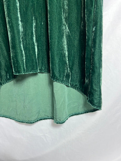 MAJE. Vestido midi terciopelo verde. T 2(M) (tara)