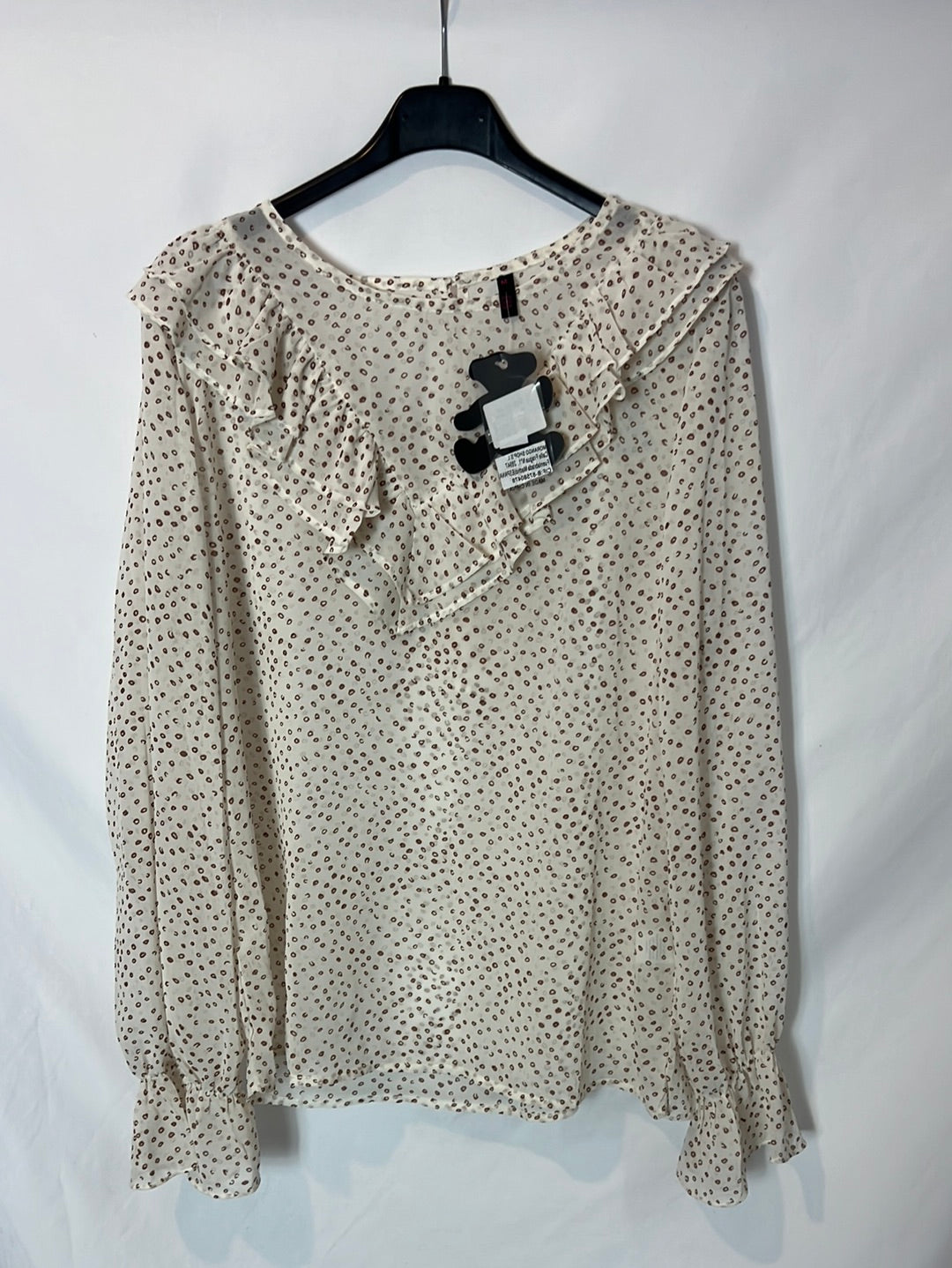 OTRAS. Blusa blanca semitransparente estampada. T M