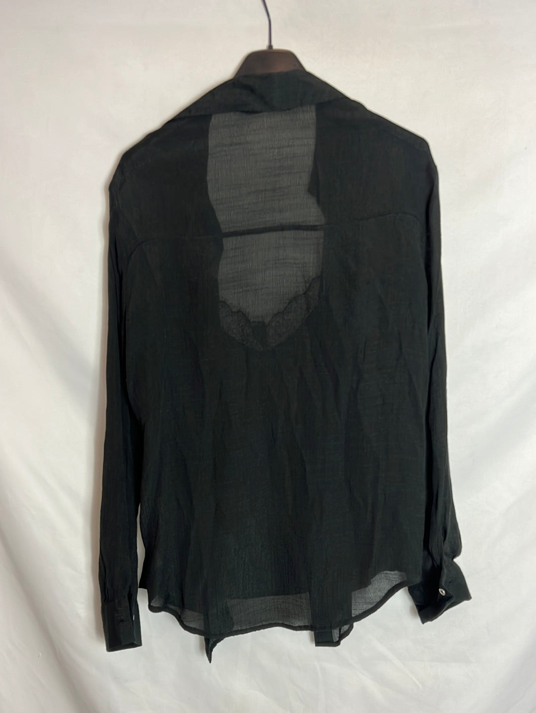 ZARA. Blusa negra con top lencero . T S