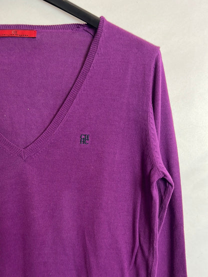 CAROLINA HERRERA. Jersey algodón morado. T S