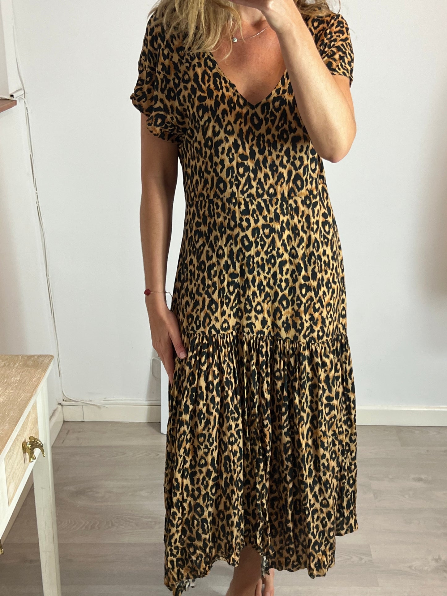 ZARA. Vestido largo animal print T.m