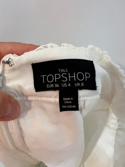 TOPSHOP. Falda blanco corta troquelada. T S