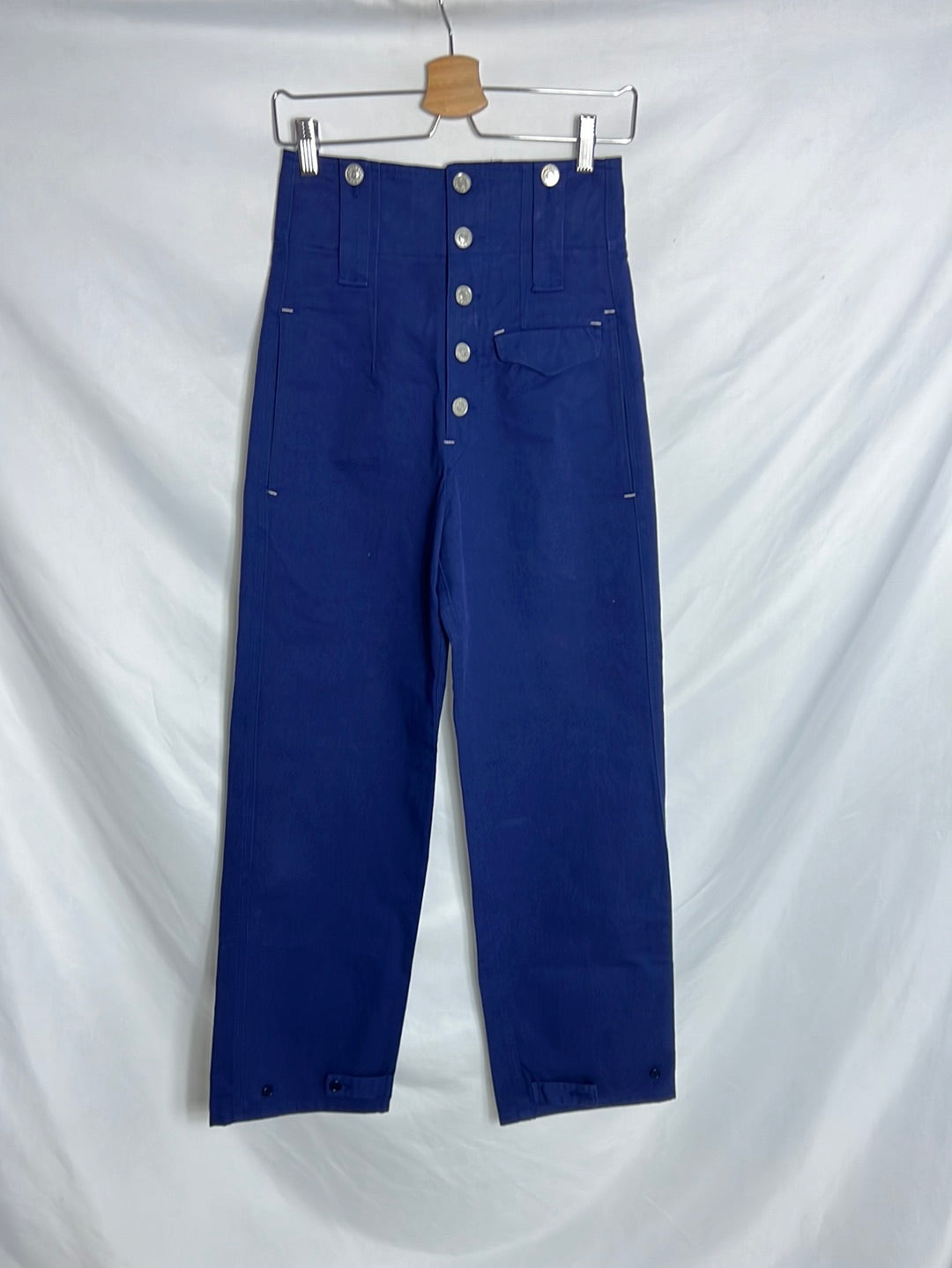 ISABEL MARANT. Pantalón azul denim recto abotonado T 34