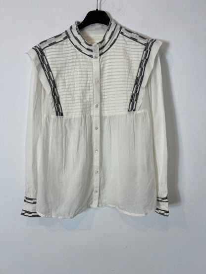 BA&SH. Blusa blanca bordados. T 1(S)