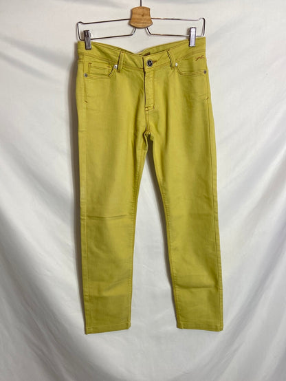 BIMBA Y LOLA. Pantalón denim amarillo T.38