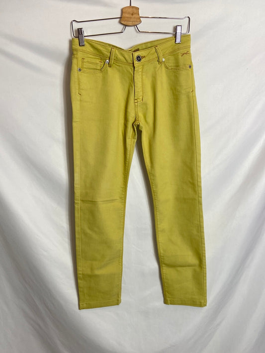 BIMBA Y LOLA. Pantalón denim amarillo T.38