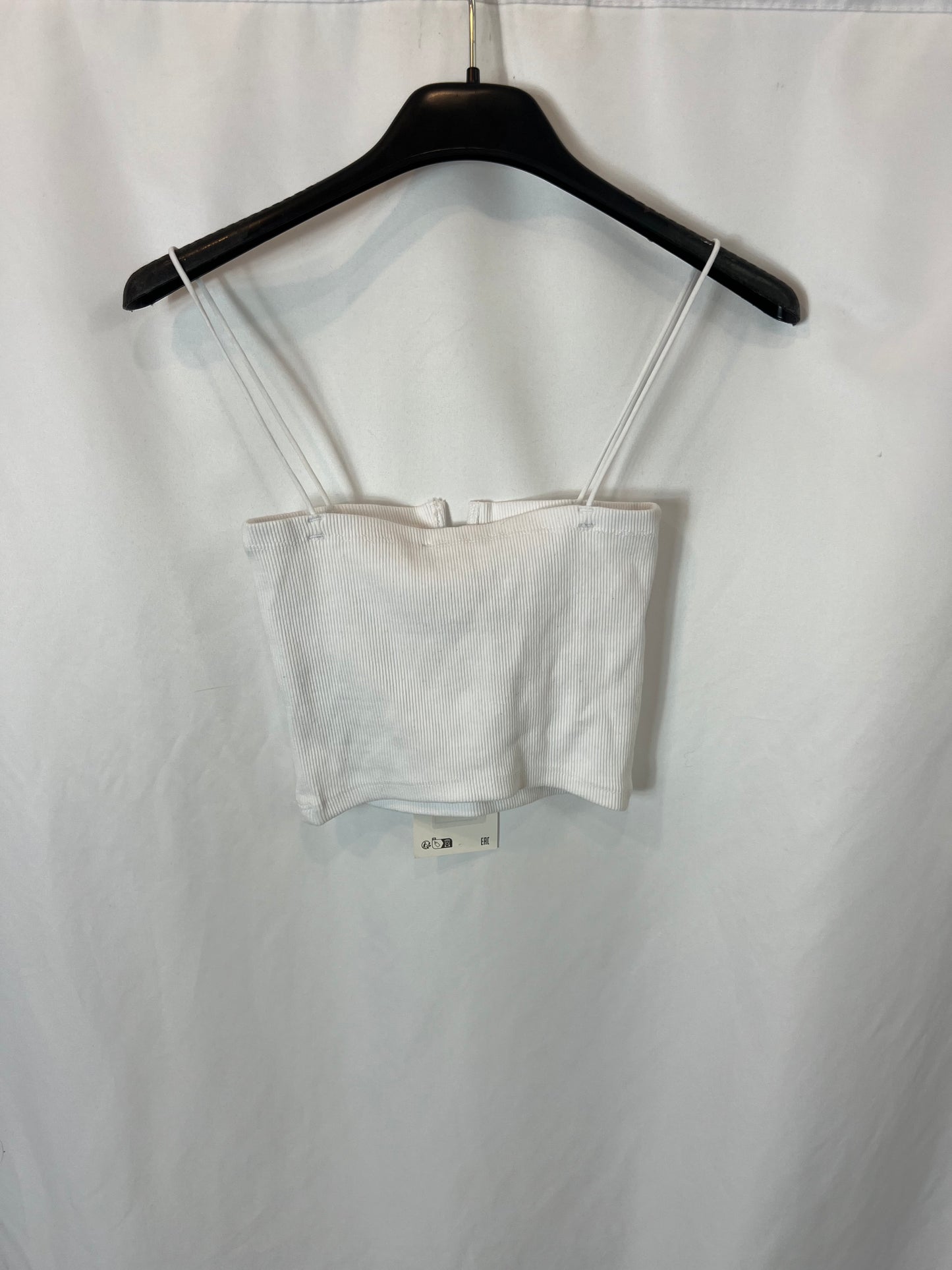 ZARA. Croptop blanco canalé T.s