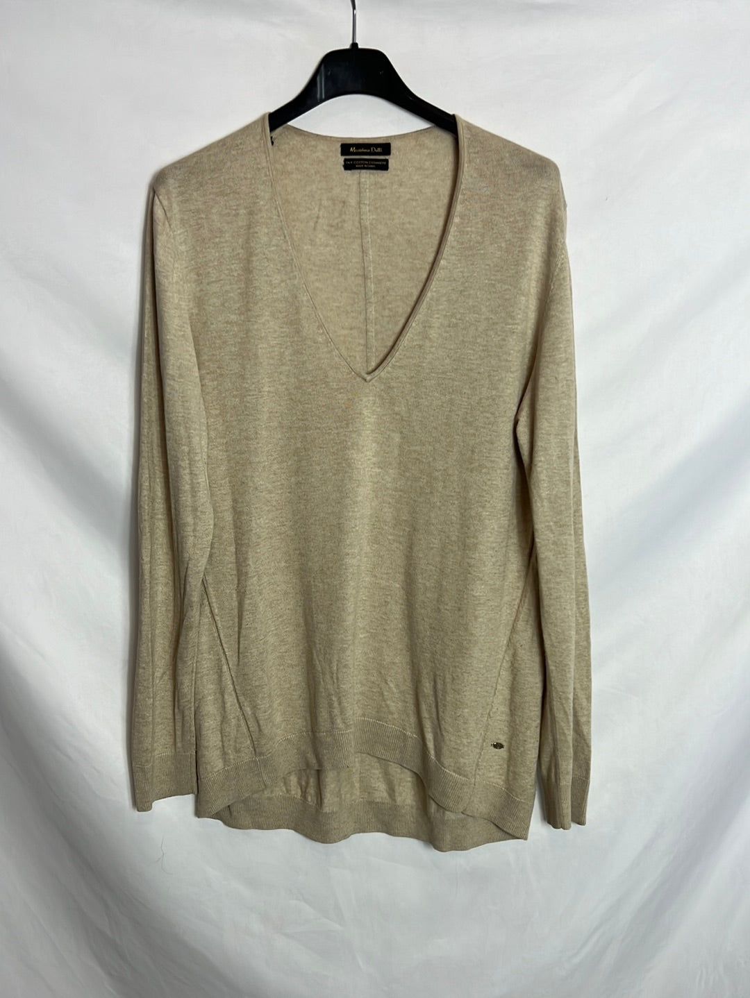 MASSIMO DUTTI. Jersey fino cashmere beige. T S/M