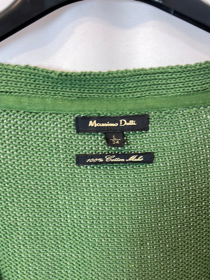 MASSIMO DUTTI. Cárdigan punto verde cinturón. T L