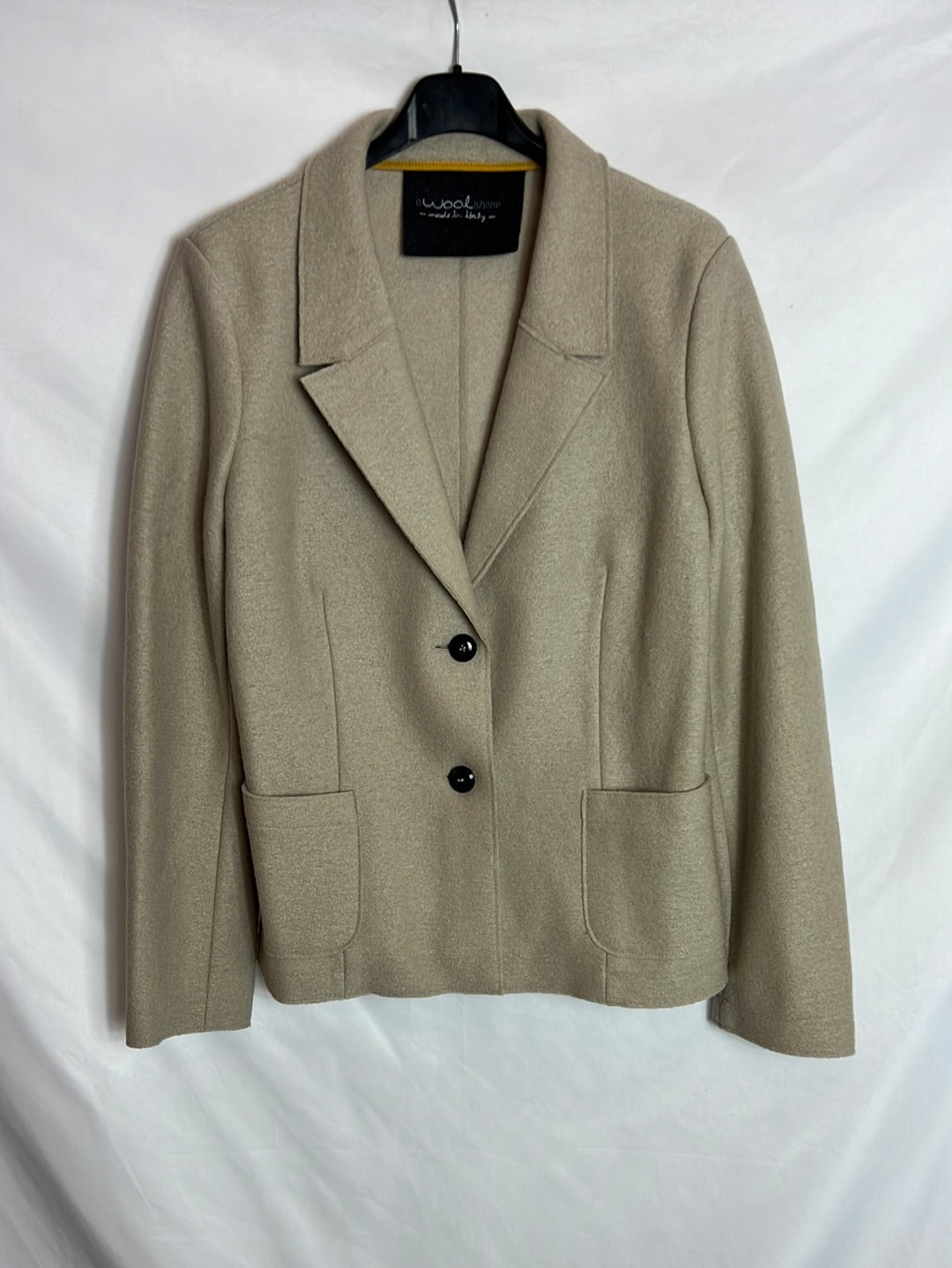 EWOOLUZIONE. Blazer lana beige textura . T 44 (L)