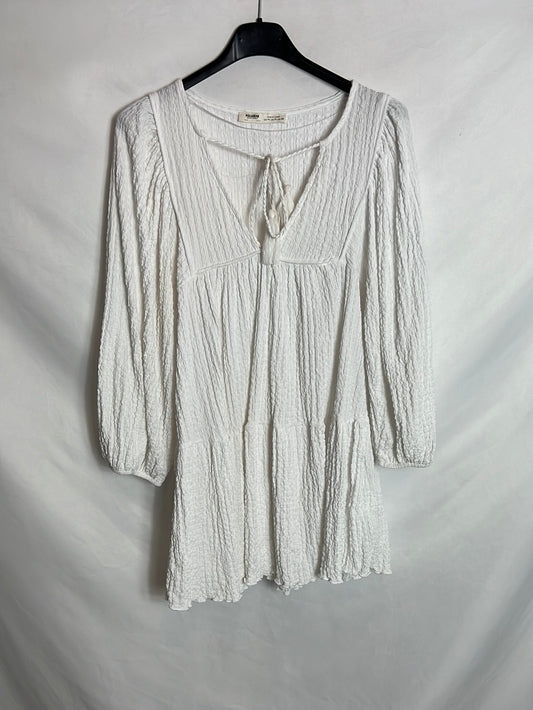 PULL&BEAR. Top blanco textura. T M