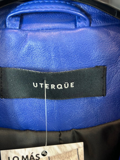 UTERQÜE. Chaqueta piel azul T.s