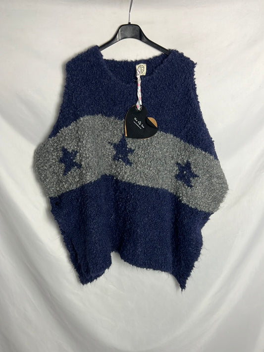 THE HIP TEE. Poncho bicolor estrellas. T U