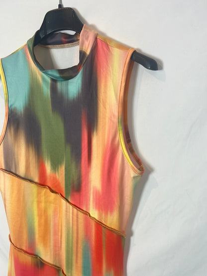 OTRAS. Vestido midi entallado tie dye T.m