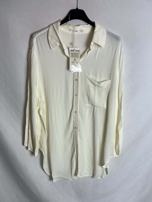 MANGO. Blusa fluida beige. T S