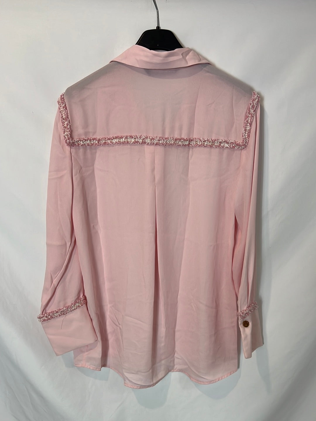 ZARA. Blusa rosa detalles en tweed. T XS