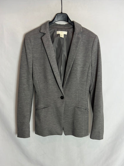 H&M.Blazer gris jaspeada T.36