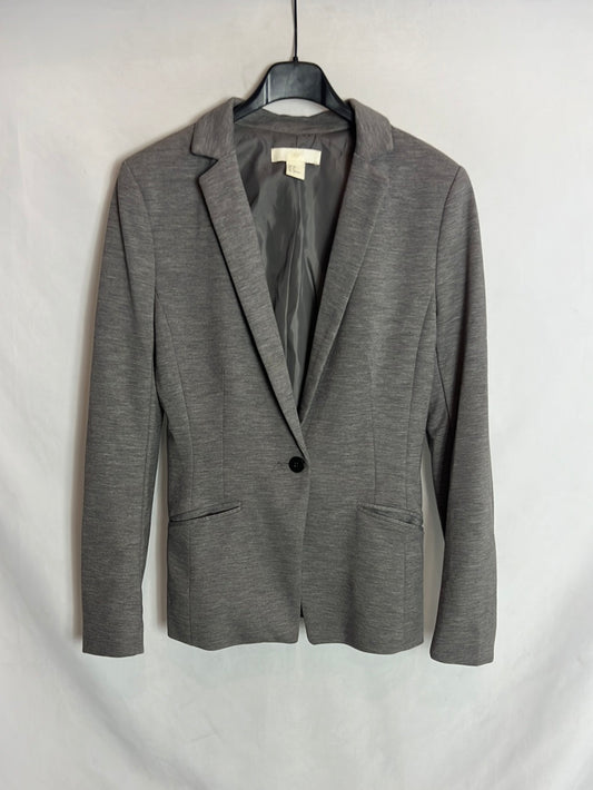 H&M.Blazer gris jaspeada T.36