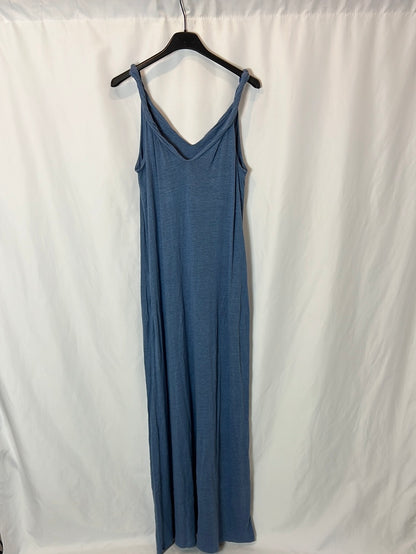 POLO RALPH LAUREN. Vestido largo lino azul. T S