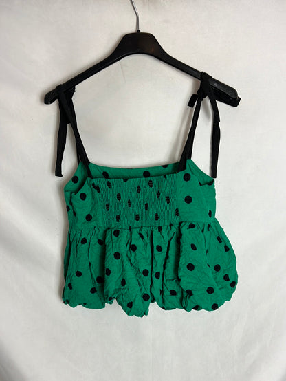 ZARA. Crop top verde abullonado. T XS