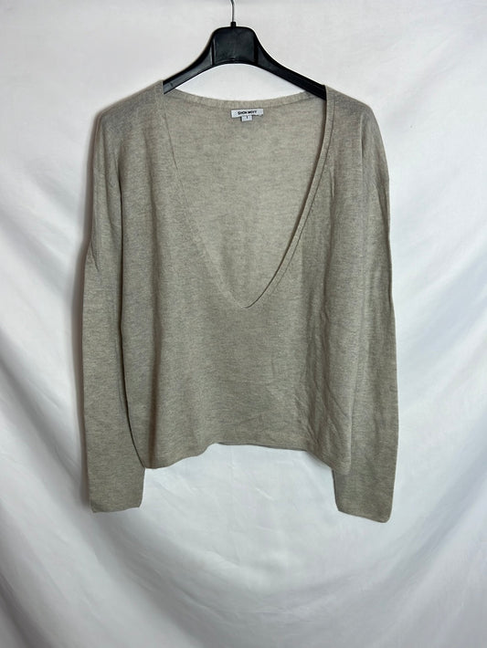 SHON MOTT. Jersey beige jaspeado cashmere. TS