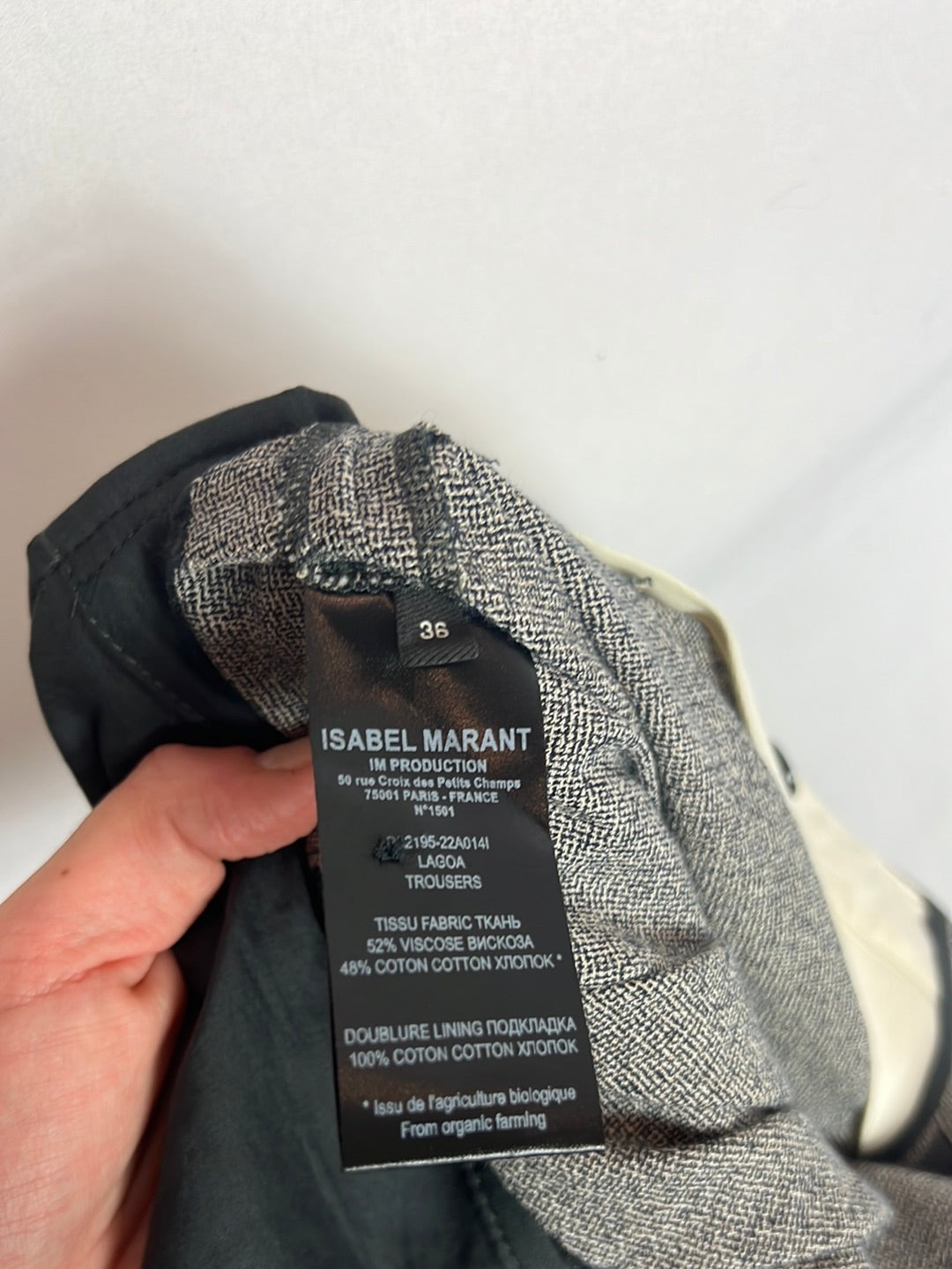 ISABEL MARANT. Pantalón gris jaspeado pinzas. T 36