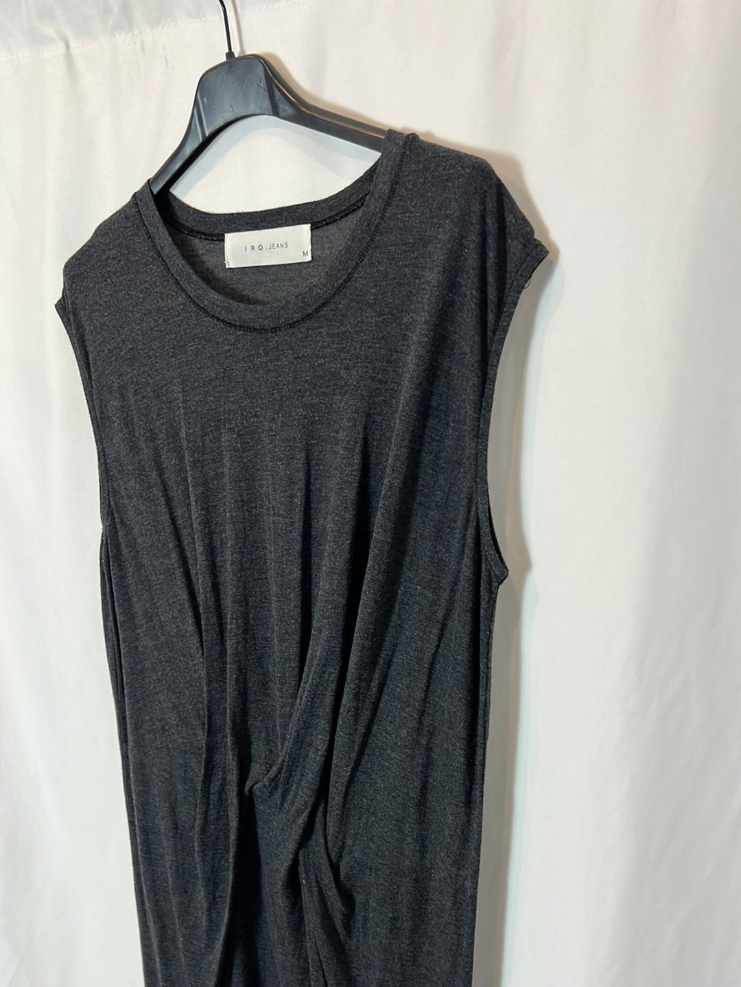 IRO. Vestido largo gris detalle fruncido. T M