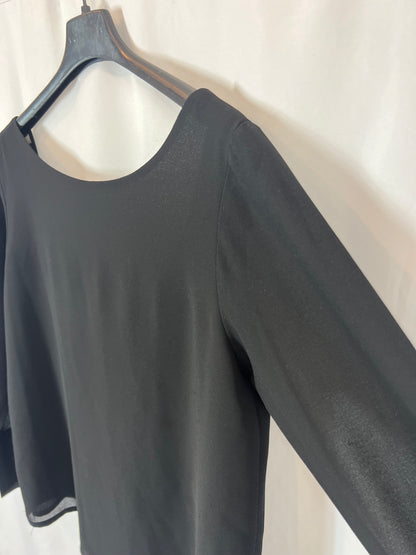 BIMANI. Blusa negra escote pico. T S