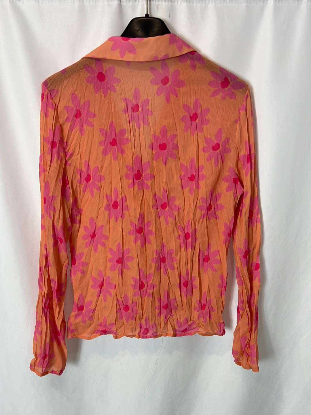 PRIMARK. Blusa naranja flores. T S