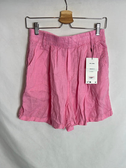 ZARA. Bermuda rosa lino fluida  T XS