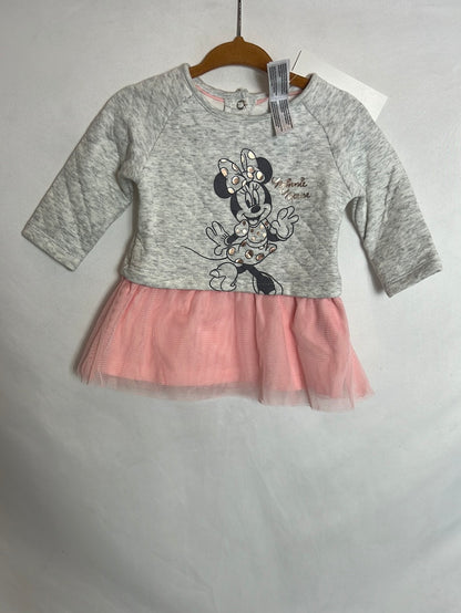 MDISNEY. Vestido doble textura dibujo. T 2-3 meses