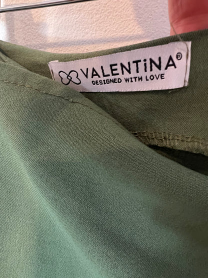 VALENTINA. pantalón verde efecto cruzado T.42