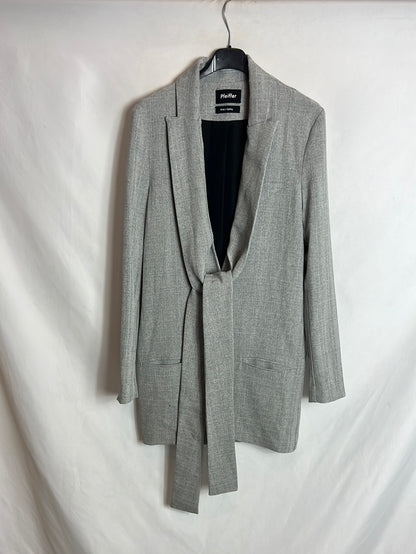 PFEIFFER. Chaqueta larga gris jaspeada detalle solapa. T XS