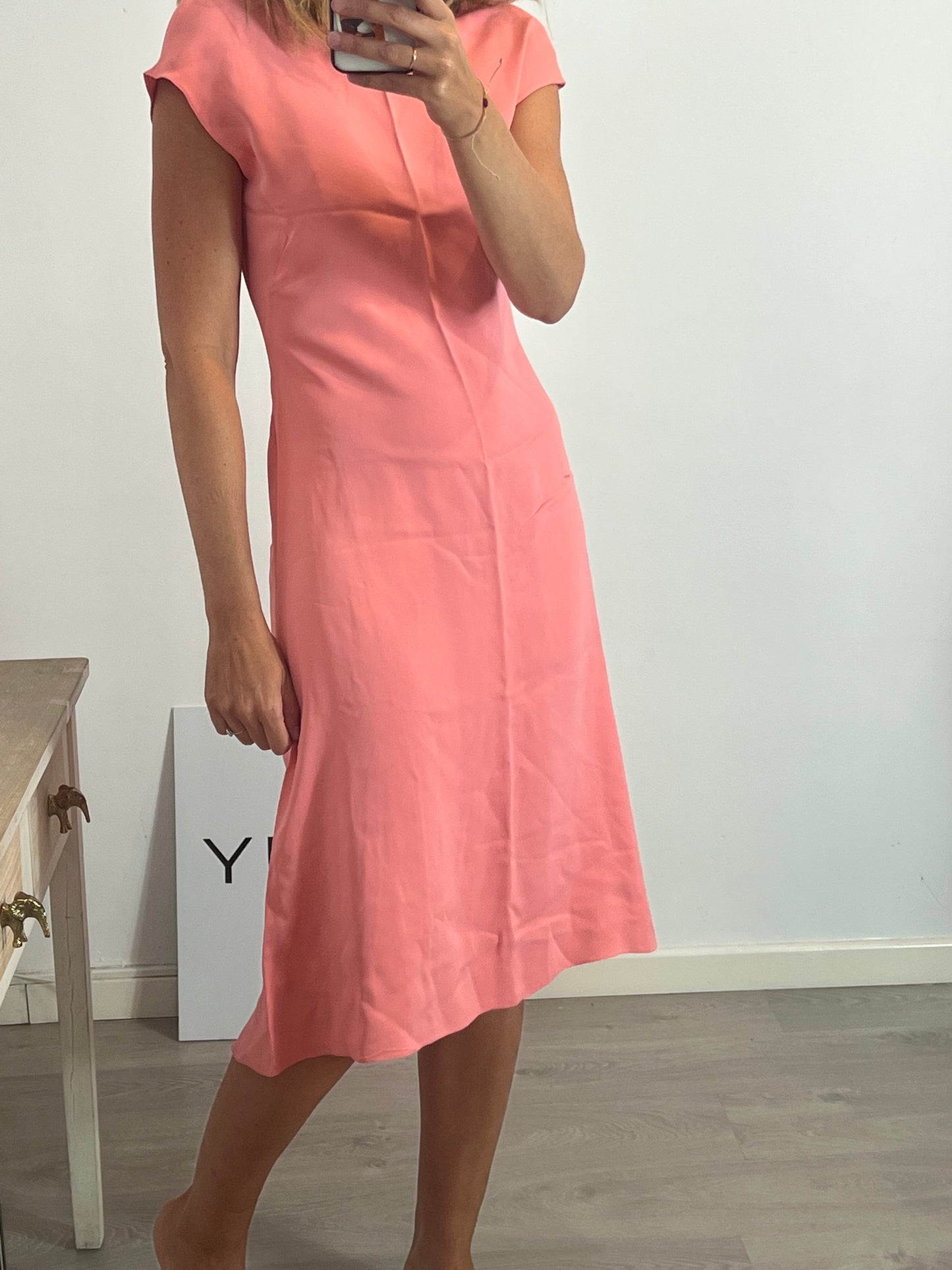 OTRAS. Vestido midi salmón T.u(m)