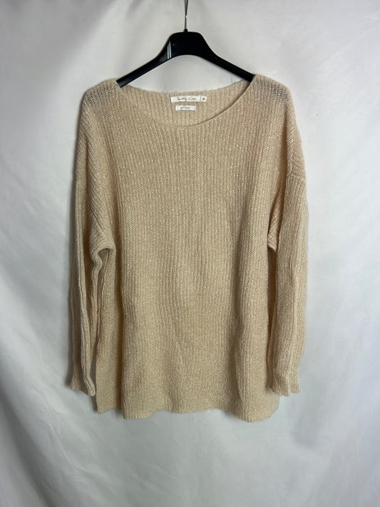 SOUTHERN COTTON. Jersey beige hilos dorados. T M