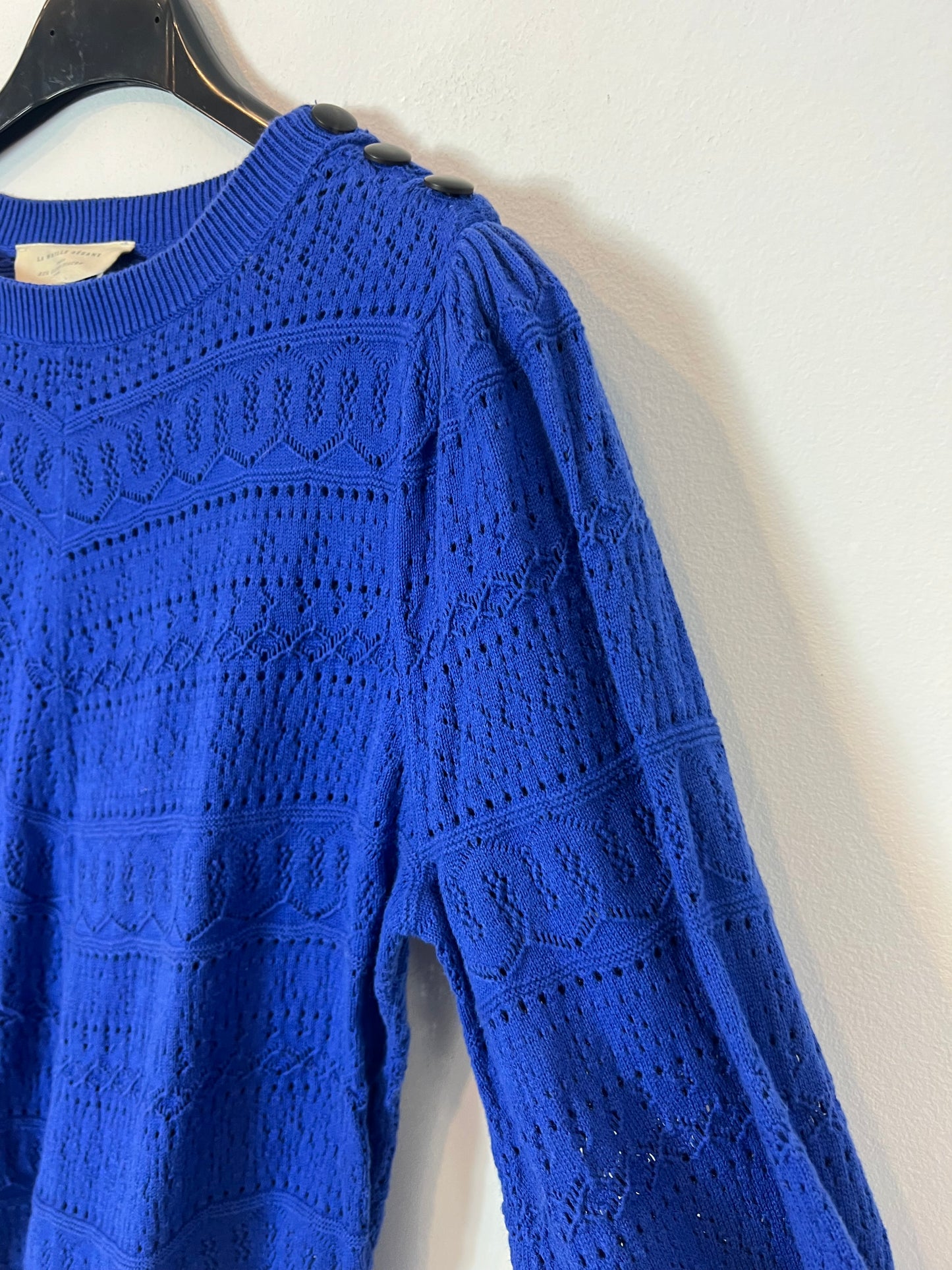 SEZANE. Jersey azul troquelado  T.s (Tara)