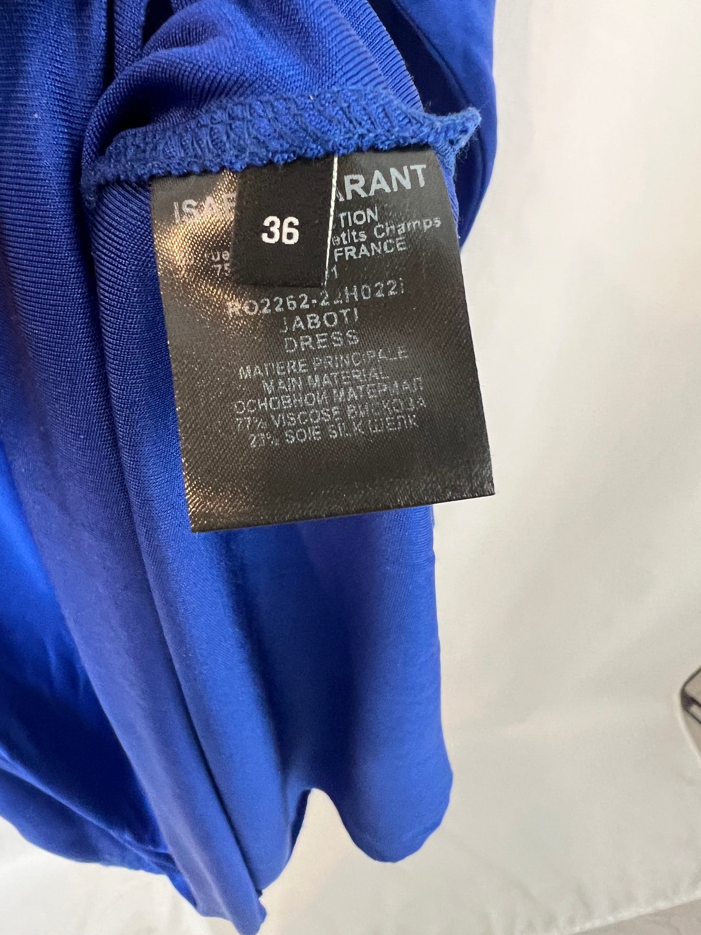 ISABEL MARANT. Vestido fluido azul klein detalle hombros. T 36