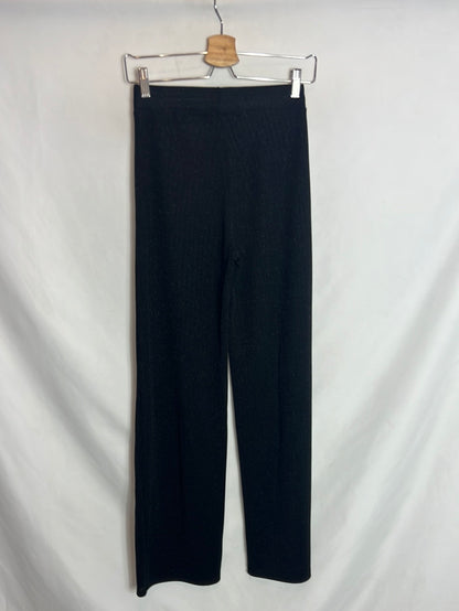 SFERA. Pantalón negro semitransparente hilos brillo. T S