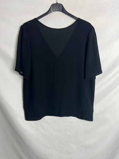 BIMANI. Blusa negra botones dorados. T M