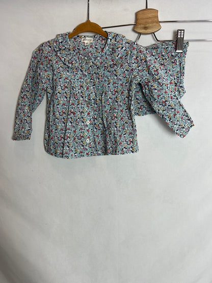 GOCCO. Conjunto blusa y culetin flores. T 9-12 meses