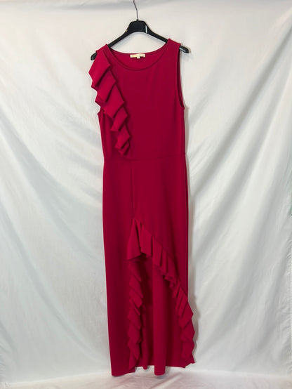 MAJE. Vestido rosa volantes T.m