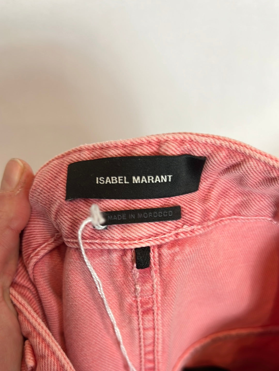 ISABEL MARANT.Denim pata ancha rosa efecto desgastado . T 36