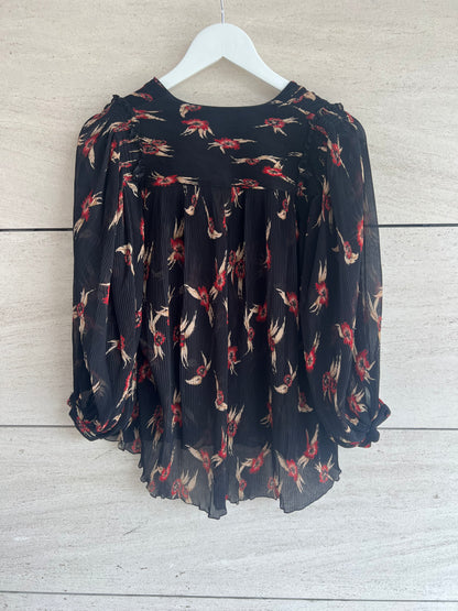 ISABEL MARANT. Blusa seda plisada estampada. T 34