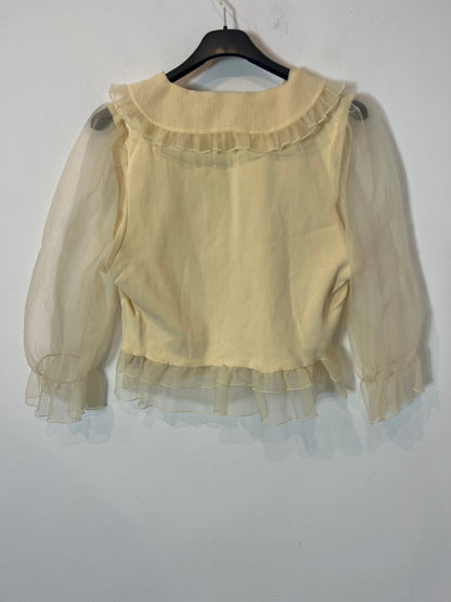 ZARA. Top doble textura amarillo pastel. T  M