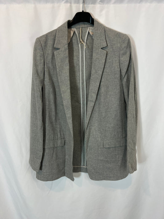 MASSIMO DUTTTI. Blazer gris jaspeada algodón. T XS