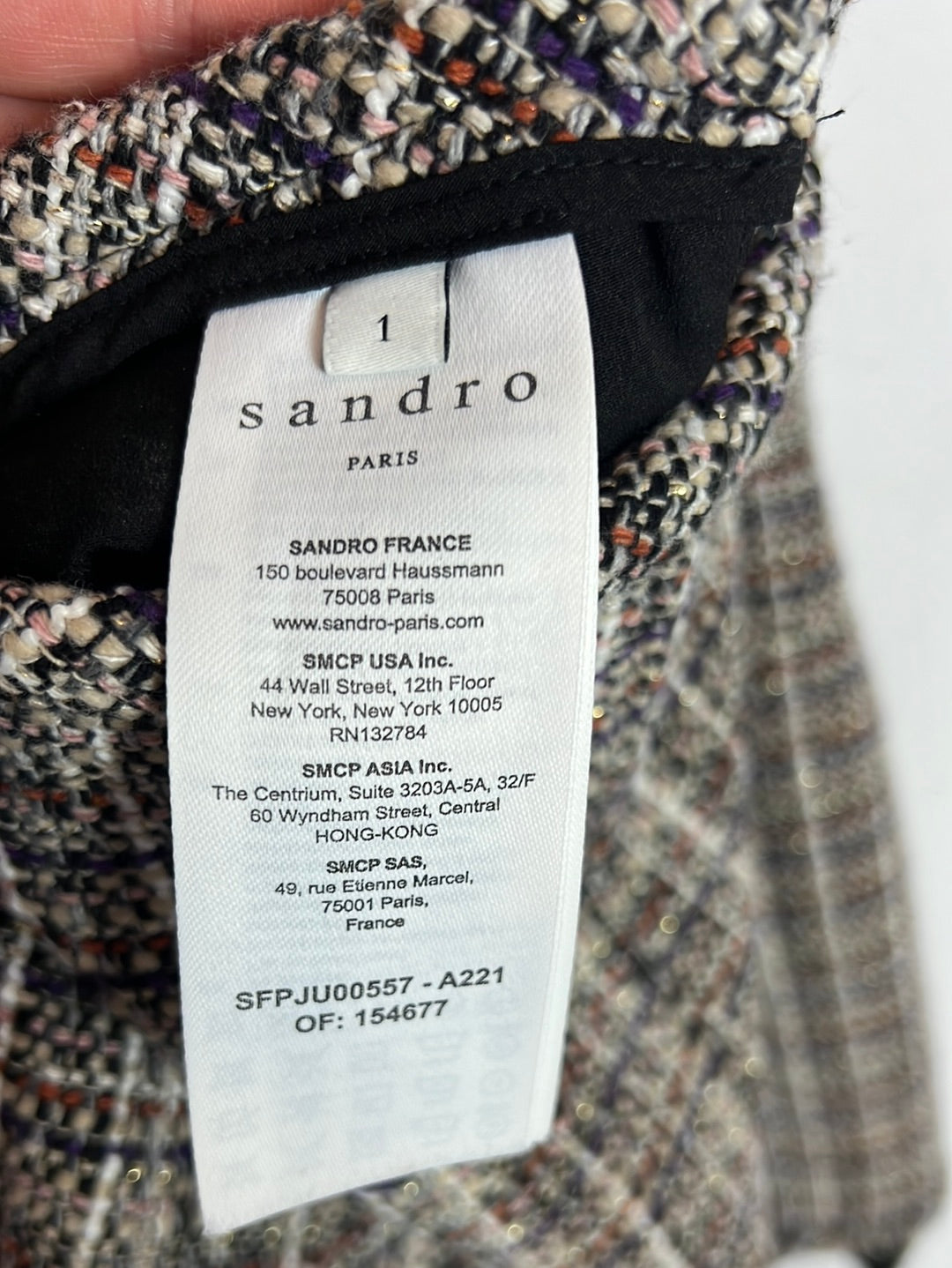 SANDRO . Falda tweed hilos brillo. T 1 (S)