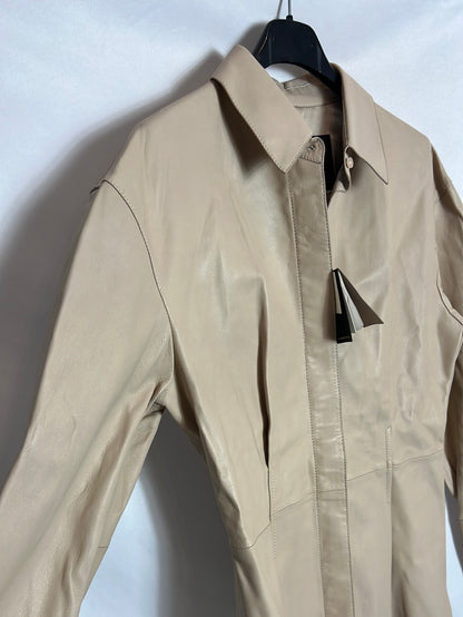 MASSIMO DUTTI. Camisa piel beige. T XS