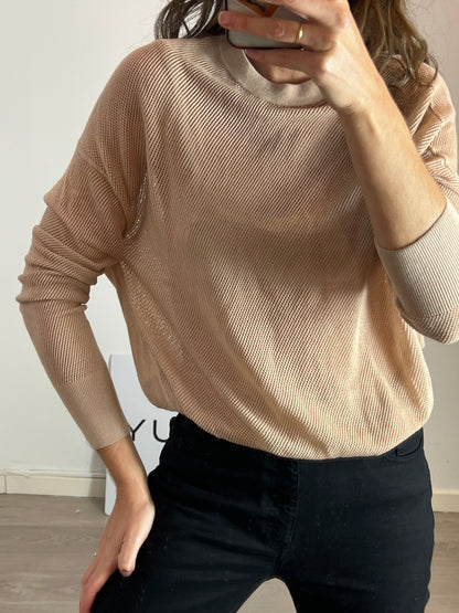 FILIPPA K. Jersey beige rejilla T.s