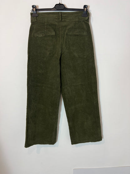 ACUARELA. Pantalón recto pana verde Tu(36)