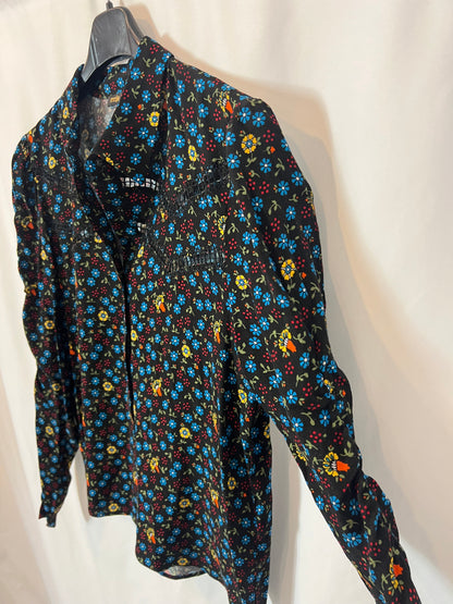 MAJE. Blusa negra estampada. T 2 (M)